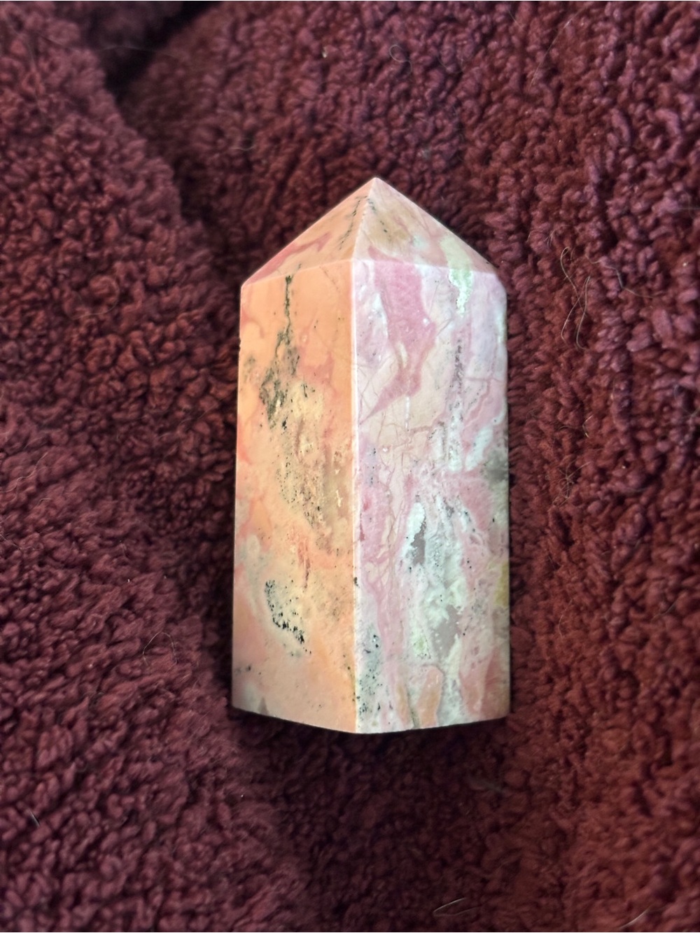 Light Pink Rhodonite Point Crystal Tower
